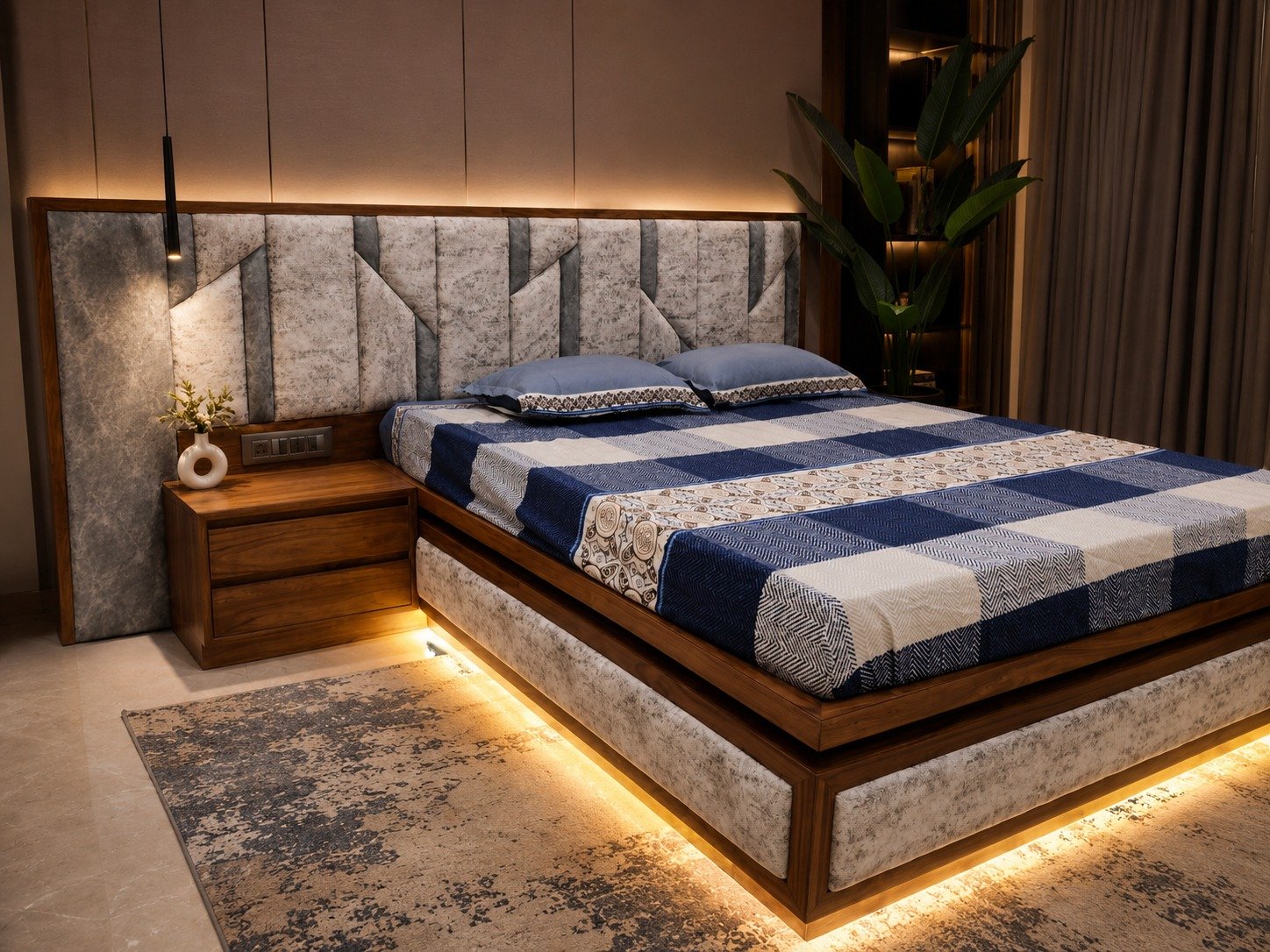 Upholstered bed with storage, Ravet